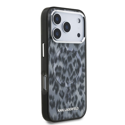 iPhone 17 Pro Kılıf Karl Lagerfeld Orjinal Lisanslı M-safe Şarj Özellikli IML Leopar Baskılı Kapak