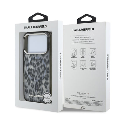 iPhone 17 Pro Kılıf Karl Lagerfeld Orjinal Lisanslı M-safe Şarj Özellikli IML Leopar Baskılı Kapak
