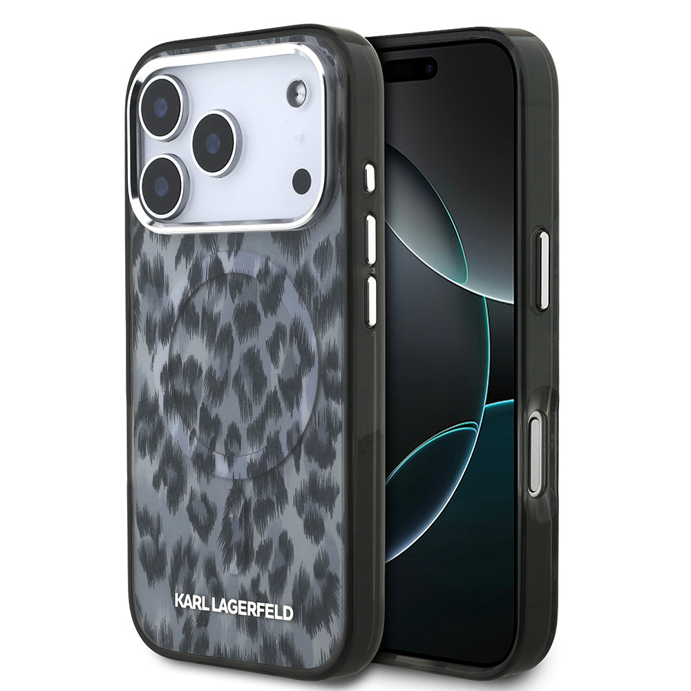 iPhone 17 Pro Kılıf Karl Lagerfeld Orjinal Lisanslı M-safe Şarj Özellikli IML Leopar Baskılı Kapak