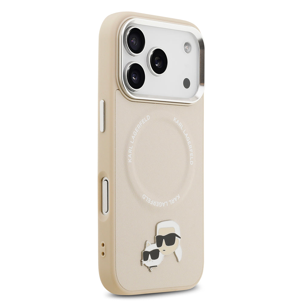 iPhone 17 Pro Kılıf Karl Lagerfeld Orjinal Lisanslı M-safe Şarj Özellikli Metal Kamera ve Buton Tasarımlı K&C PU Deri Kapak