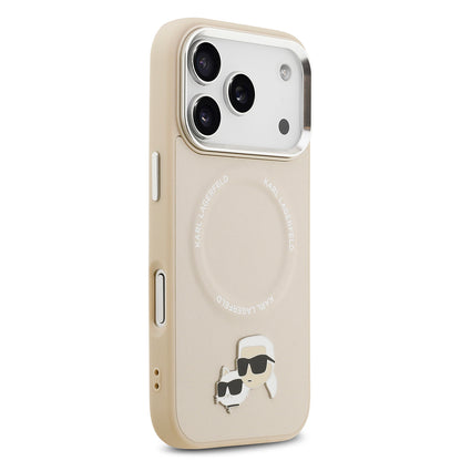 iPhone 17 Pro Kılıf Karl Lagerfeld Orjinal Lisanslı M-safe Şarj Özellikli Metal Kamera ve Buton Tasarımlı K&C PU Deri Kapak