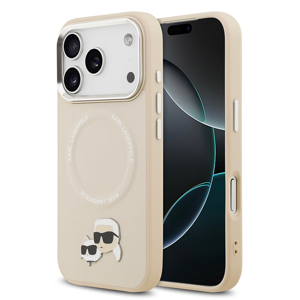 iPhone 17 Pro Kılıf Karl Lagerfeld Orjinal Lisanslı M-safe Şarj Özellikli Metal Kamera ve Buton Tasarımlı K&C PU Deri Kapak