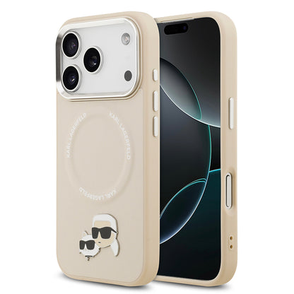 iPhone 17 Pro Kılıf Karl Lagerfeld Orjinal Lisanslı M-safe Şarj Özellikli Metal Kamera ve Buton Tasarımlı K&C PU Deri Kapak
