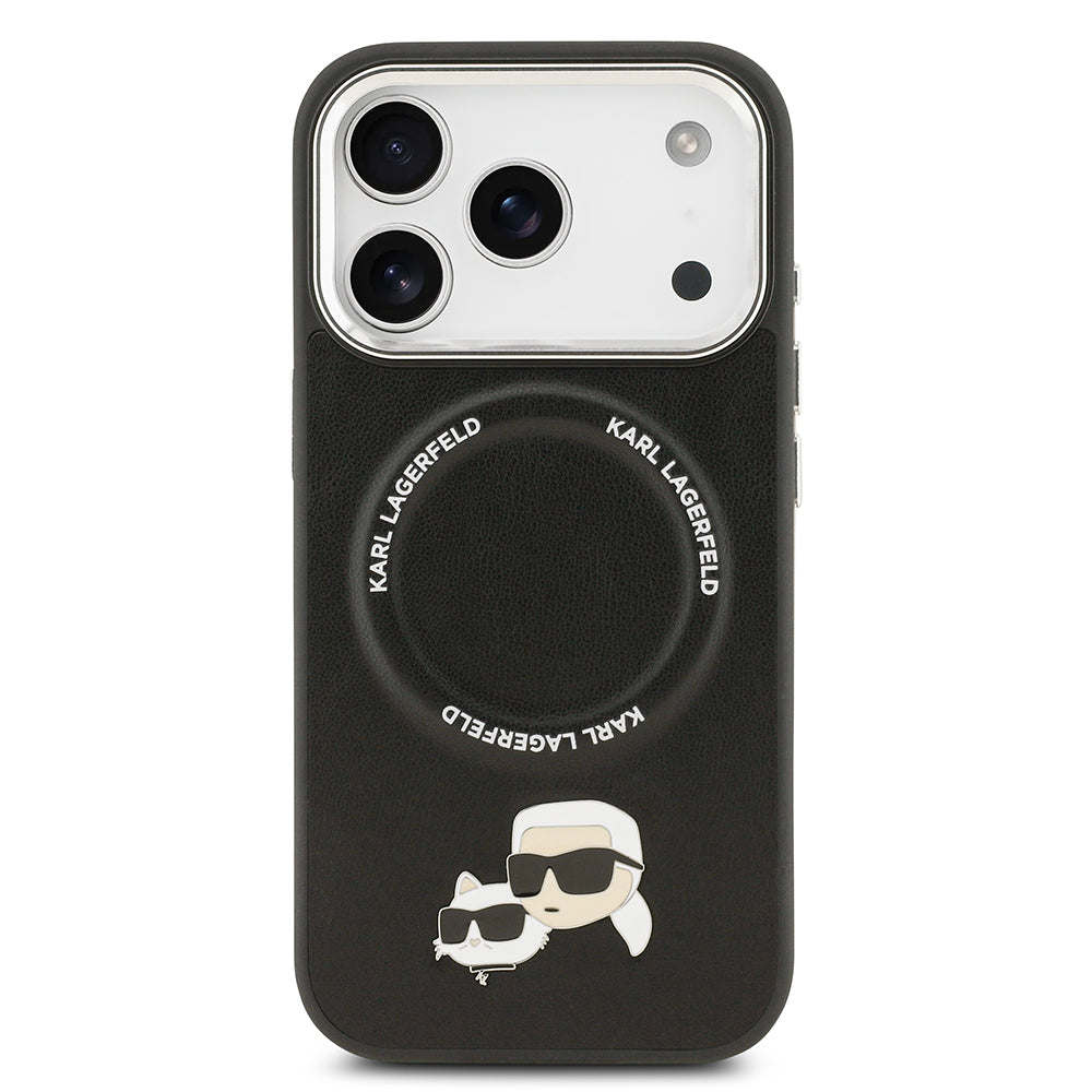iPhone 17 Pro Kılıf Karl Lagerfeld Orjinal Lisanslı M-safe Şarj Özellikli Metal Kamera ve Buton Tasarımlı K&C PU Deri Kapak