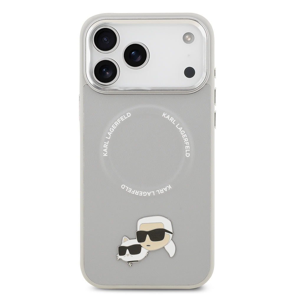 iPhone 17 Pro Kılıf Karl Lagerfeld Orjinal Lisanslı M-safe Şarj Özellikli Metal Kamera ve Buton Tasarımlı K&C PU Deri Kapak