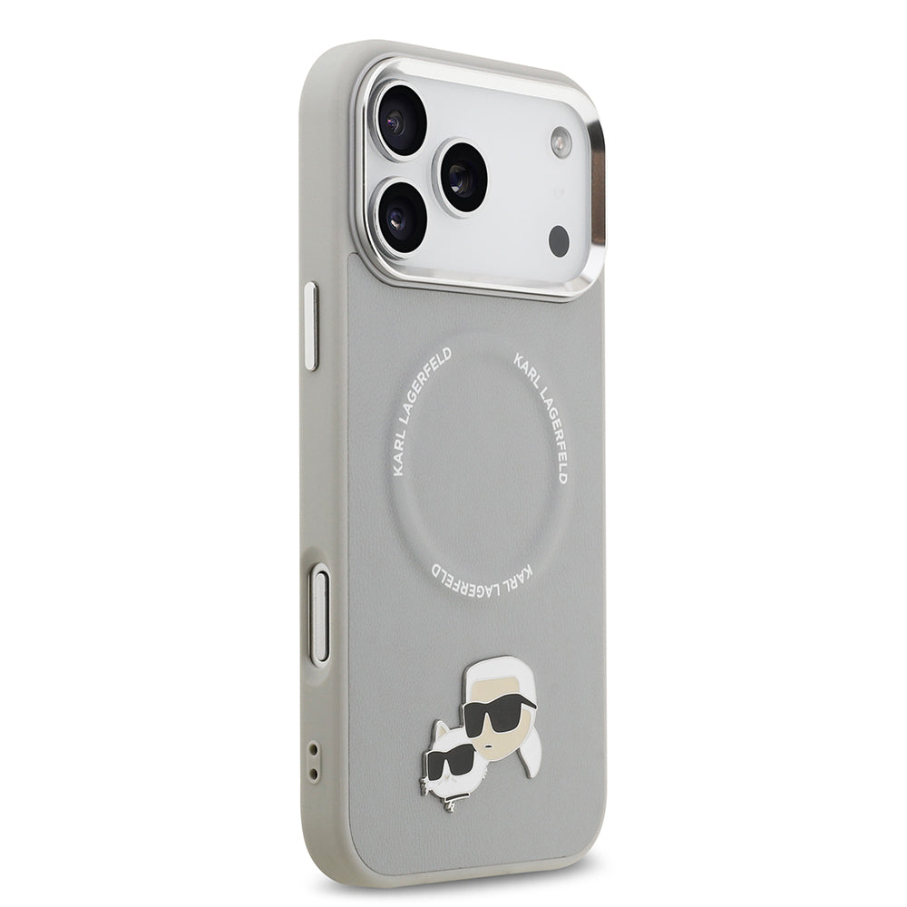 iPhone 17 Pro Kılıf Karl Lagerfeld Orjinal Lisanslı M-safe Şarj Özellikli Metal Kamera ve Buton Tasarımlı K&C PU Deri Kapak
