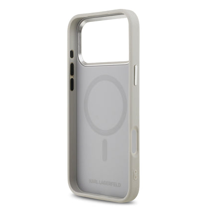 iPhone 17 Pro Kılıf Karl Lagerfeld Orjinal Lisanslı M-safe Şarj Özellikli Metal Kamera ve Buton Tasarımlı K&C PU Deri Kapak