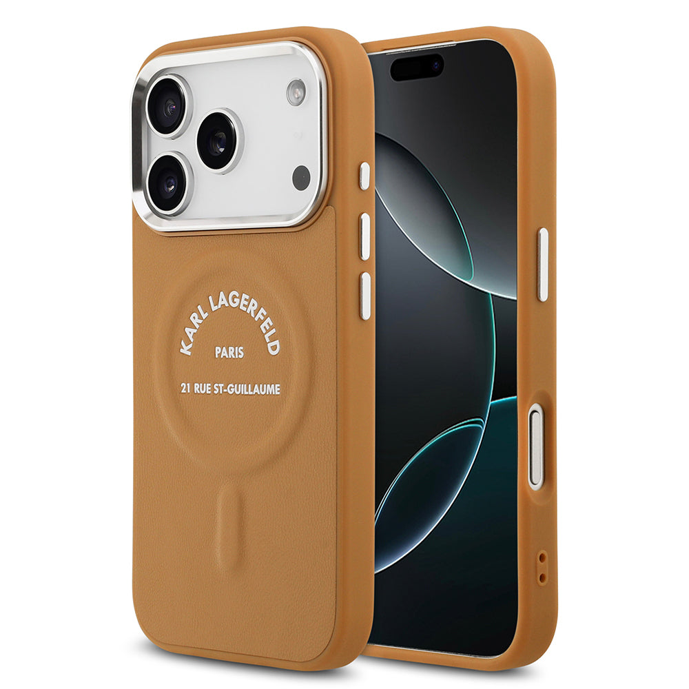 iPhone 17 Pro Kılıf Karl Lagerfeld Orjinal Lisanslı M-safe Şarj Özellikli Metal Kamera ve Buton Tasarımlı Paris RSG PU Deri Kapak
