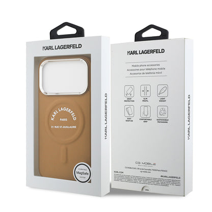 iPhone 17 Pro Kılıf Karl Lagerfeld Orjinal Lisanslı M-safe Şarj Özellikli Metal Kamera ve Buton Tasarımlı Paris RSG PU Deri Kapak