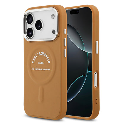 iPhone 17 Pro Kılıf Karl Lagerfeld Orjinal Lisanslı M-safe Şarj Özellikli Metal Kamera ve Buton Tasarımlı Paris RSG PU Deri Kapak