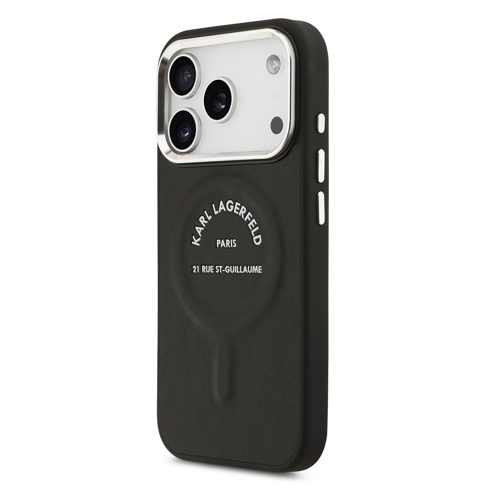 iPhone 17 Pro Kılıf Karl Lagerfeld Orjinal Lisanslı M-safe Şarj Özellikli Metal Kamera ve Buton Tasarımlı Paris RSG PU Deri Kapak