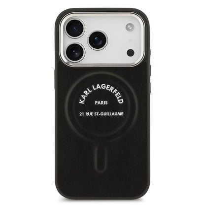 iPhone 17 Pro Kılıf Karl Lagerfeld Orjinal Lisanslı M-safe Şarj Özellikli Metal Kamera ve Buton Tasarımlı Paris RSG PU Deri Kapak