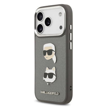 iPhone 17 Pro Kılıf Karl Lagerfeld Orjinal Lisanslı Metal Logolu K&C Heads Pin Kapak
