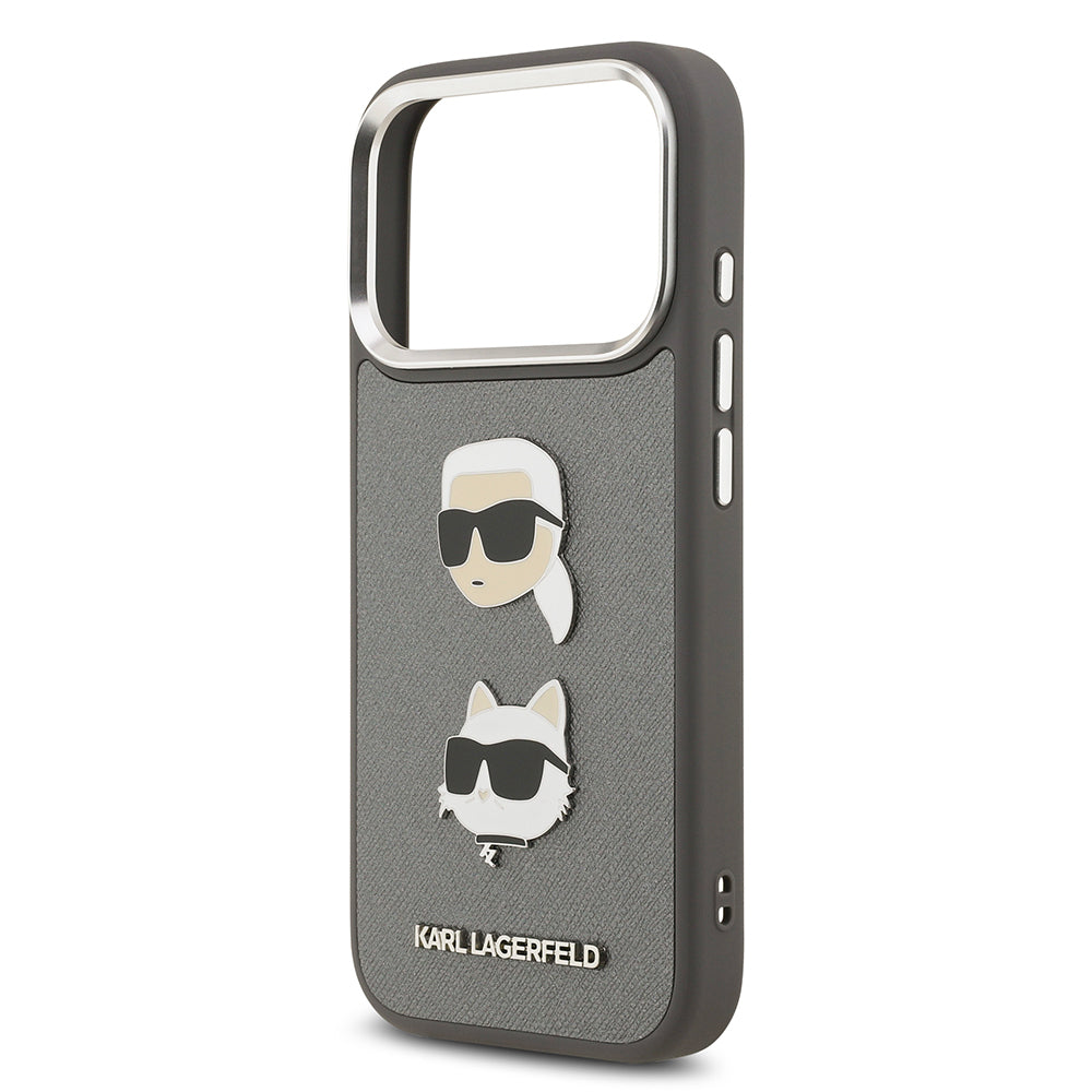 iPhone 17 Pro Kılıf Karl Lagerfeld Orjinal Lisanslı Metal Logolu K&C Heads Pin Kapak