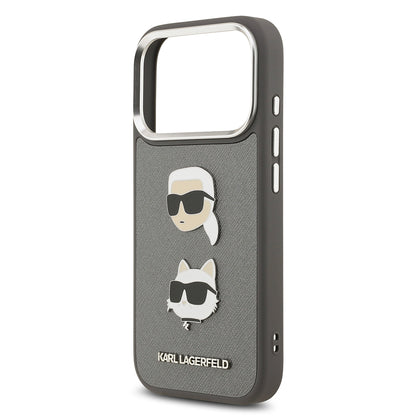 iPhone 17 Pro Kılıf Karl Lagerfeld Orjinal Lisanslı Metal Logolu K&C Heads Pin Kapak