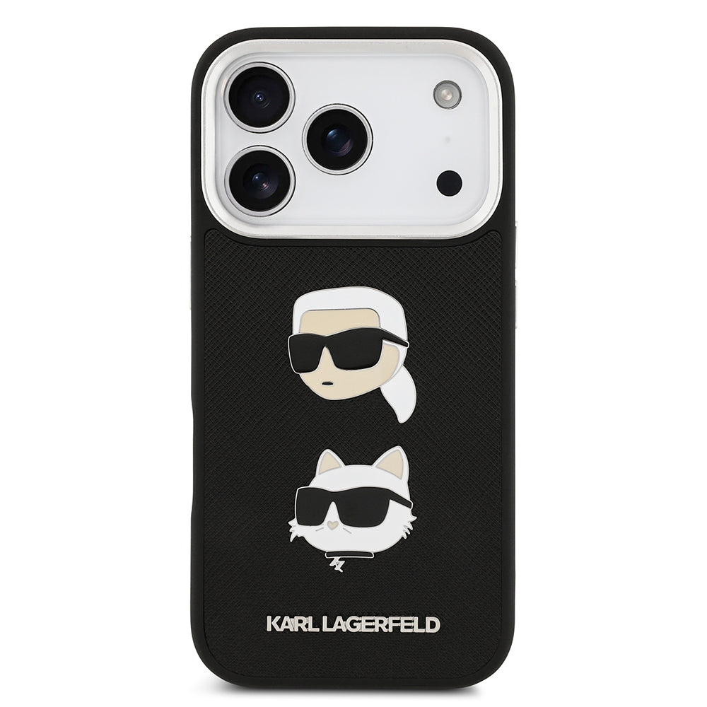iPhone 17 Pro Kılıf Karl Lagerfeld Orjinal Lisanslı Metal Logolu K&C Heads Pin Kapak