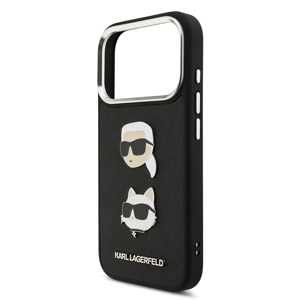 iPhone 17 Pro Kılıf Karl Lagerfeld Orjinal Lisanslı Metal Logolu K&C Heads Pin Kapak