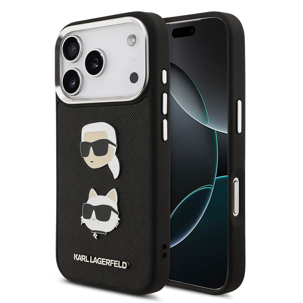 iPhone 17 Pro Kılıf Karl Lagerfeld Orjinal Lisanslı Metal Logolu K&C Heads Pin Kapak