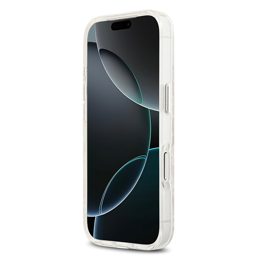 iPhone 17 Pro Kılıf Karl Lagerfeld Orjinal Lisanslı Parlayan Simli Karl & Choupette Heads Kapak