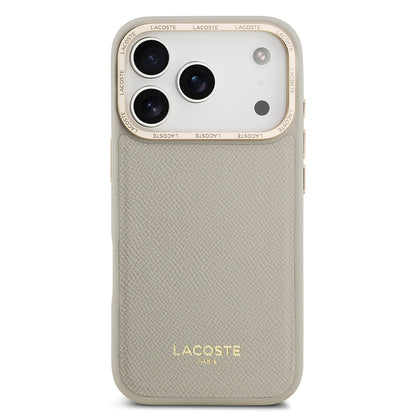 Apple iPhone 17 Pro Kılıf Lacoste Orjinal Lisanslı M-safe Şarj Özellikli Champs Elysees PU Deri Tasarımlı Kapak