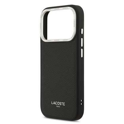 Apple iPhone 17 Pro Kılıf Lacoste Orjinal Lisanslı M-safe Şarj Özellikli Champs Elysees PU Deri Tasarımlı Kapak