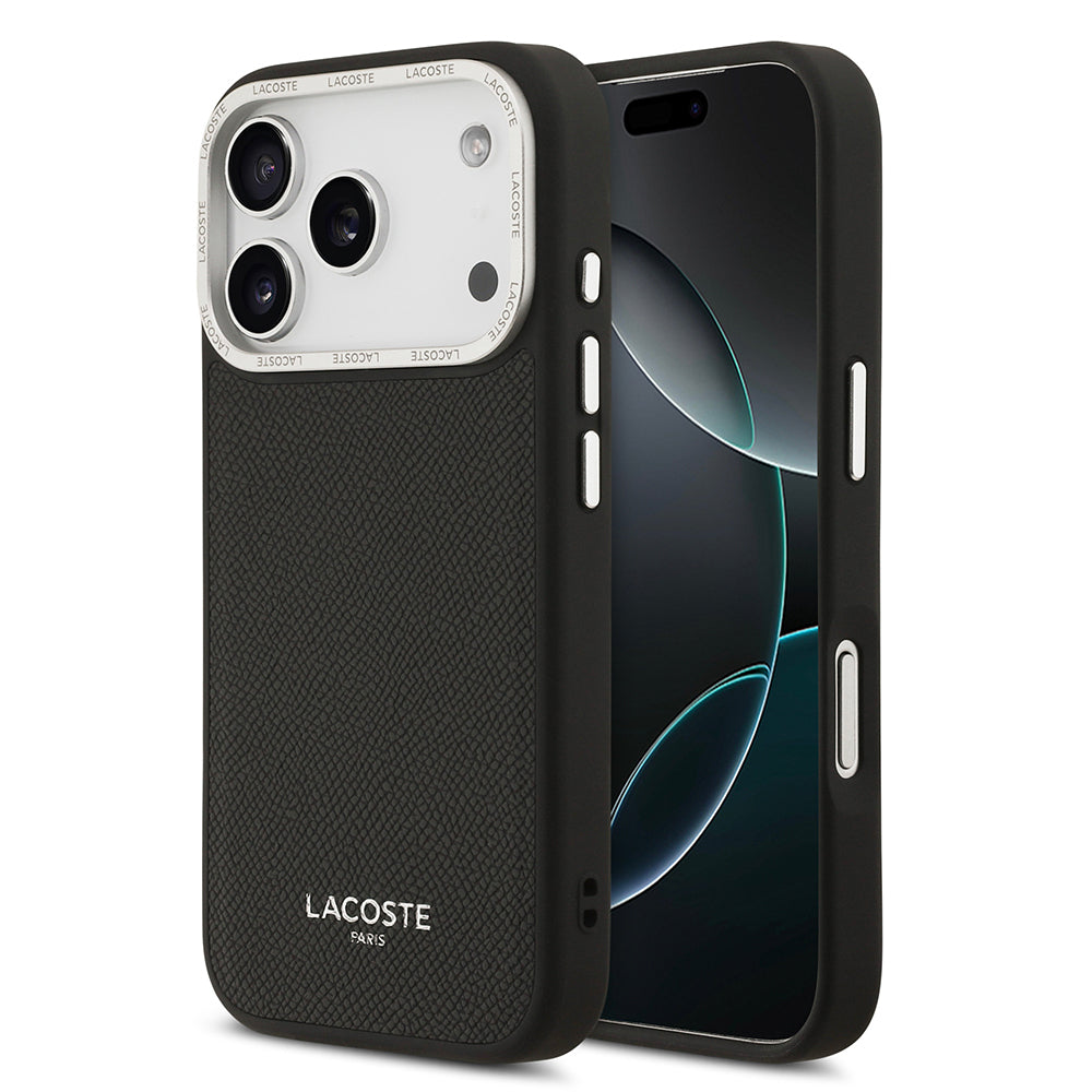 Apple iPhone 17 Pro Kılıf Lacoste Orjinal Lisanslı M-safe Şarj Özellikli Champs Elysees PU Deri Tasarımlı Kapak