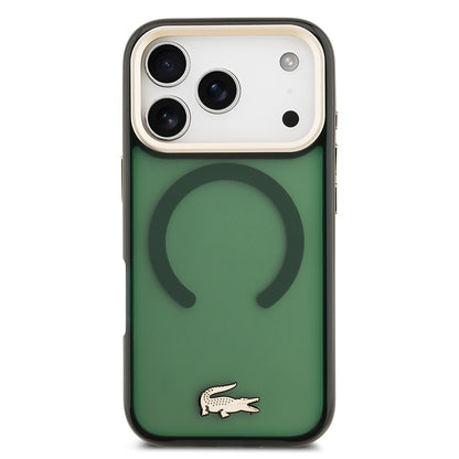 iPhone 17 Pro Kılıf Lacoste Orjinal Lisanslı M-safe Şarj Özellikli Gold Timsah Logolu Buzlu Kapak