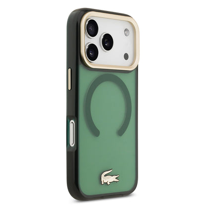 iPhone 17 Pro Kılıf Lacoste Orjinal Lisanslı M-safe Şarj Özellikli Gold Timsah Logolu Buzlu Kapak