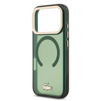 iPhone 17 Pro Kılıf Lacoste Orjinal Lisanslı M-safe Şarj Özellikli Gold Timsah Logolu Buzlu Kapak