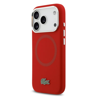 iPhone 17 Pro Kılıf Lacoste Orjinal Lisanslı M-safe Şarj Özellikli İkonik Logolu Metal Kamera Çerçeveli Silikon Kapak