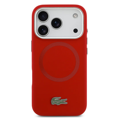 iPhone 17 Pro Kılıf Lacoste Orjinal Lisanslı M-safe Şarj Özellikli İkonik Logolu Metal Kamera Çerçeveli Silikon Kapak
