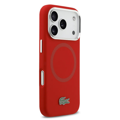 iPhone 17 Pro Kılıf Lacoste Orjinal Lisanslı M-safe Şarj Özellikli İkonik Logolu Metal Kamera Çerçeveli Silikon Kapak