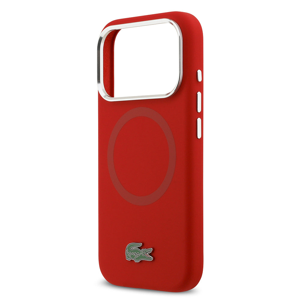 iPhone 17 Pro Kılıf Lacoste Orjinal Lisanslı M-safe Şarj Özellikli İkonik Logolu Metal Kamera Çerçeveli Silikon Kapak