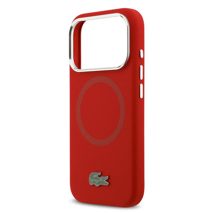 iPhone 17 Pro Kılıf Lacoste Orjinal Lisanslı M-safe Şarj Özellikli İkonik Logolu Metal Kamera Çerçeveli Silikon Kapak