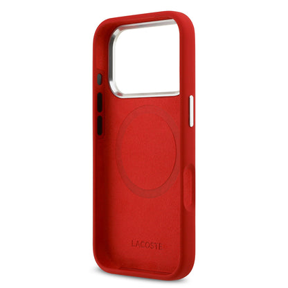 iPhone 17 Pro Kılıf Lacoste Orjinal Lisanslı M-safe Şarj Özellikli İkonik Logolu Metal Kamera Çerçeveli Silikon Kapak