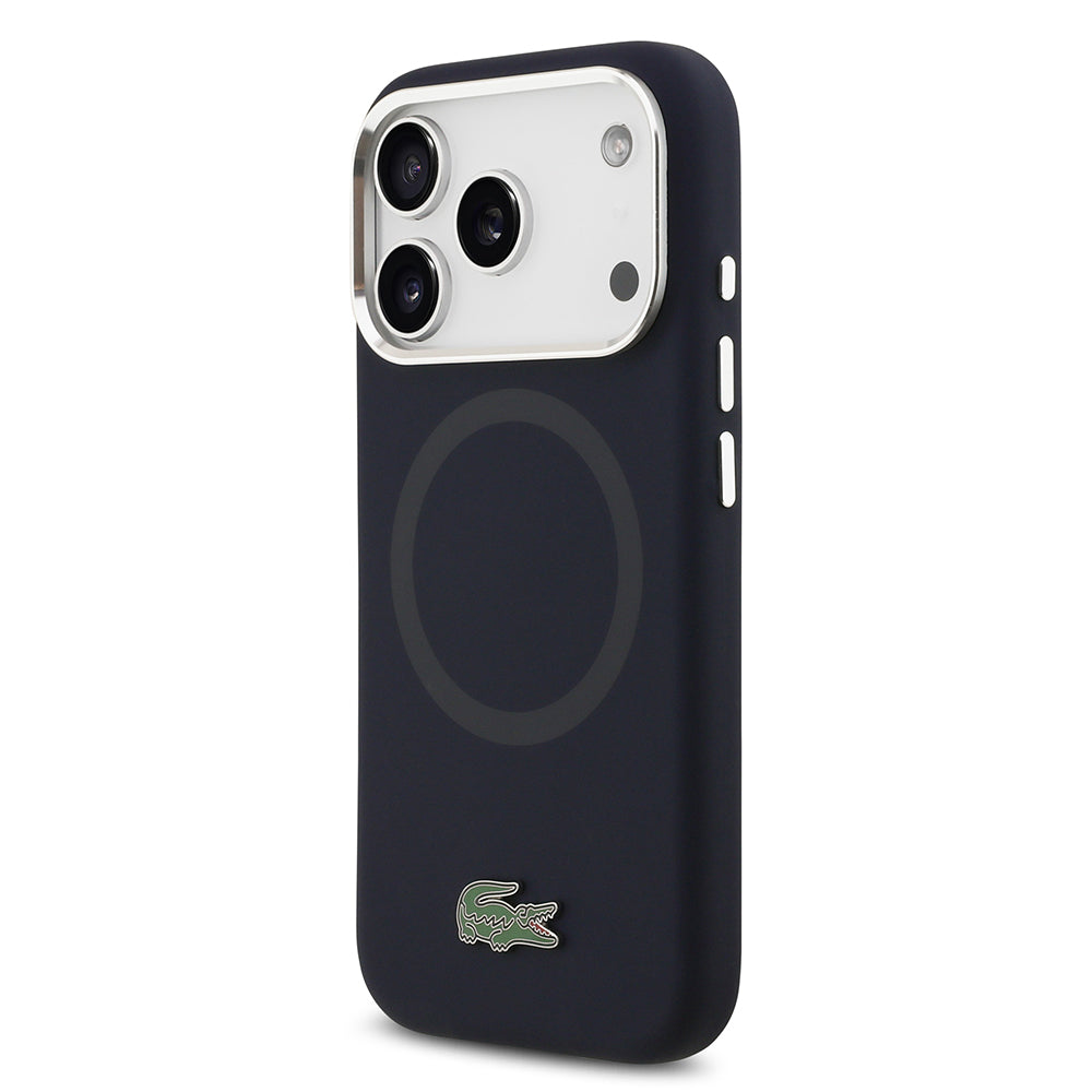 iPhone 17 Pro Kılıf Lacoste Orjinal Lisanslı M-safe Şarj Özellikli İkonik Logolu Metal Kamera Çerçeveli Silikon Kapak