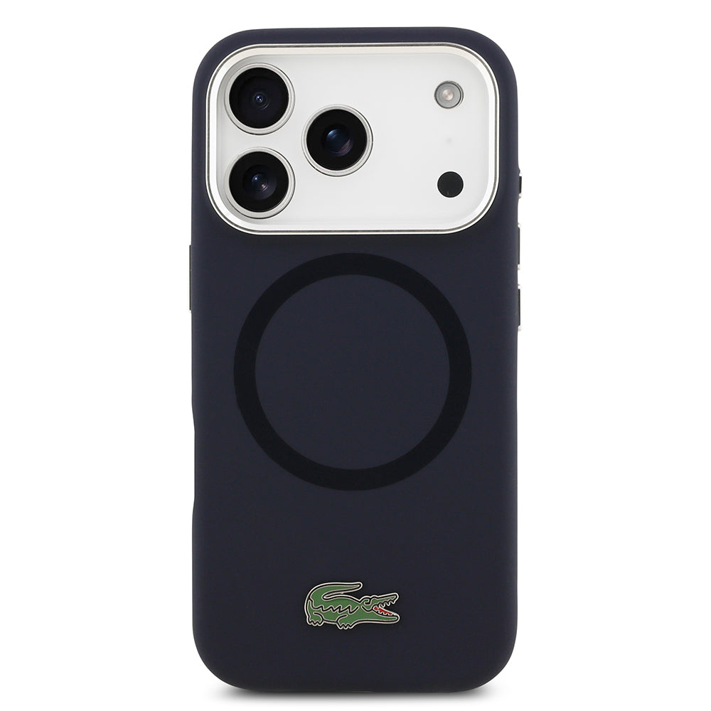 iPhone 17 Pro Kılıf Lacoste Orjinal Lisanslı M-safe Şarj Özellikli İkonik Logolu Metal Kamera Çerçeveli Silikon Kapak
