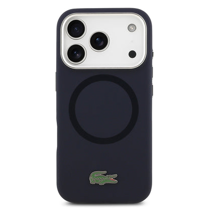 iPhone 17 Pro Kılıf Lacoste Orjinal Lisanslı M-safe Şarj Özellikli İkonik Logolu Metal Kamera Çerçeveli Silikon Kapak