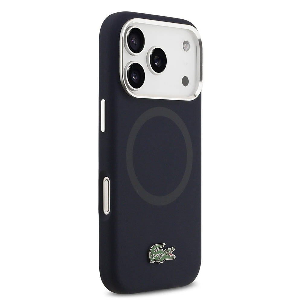 iPhone 17 Pro Kılıf Lacoste Orjinal Lisanslı M-safe Şarj Özellikli İkonik Logolu Metal Kamera Çerçeveli Silikon Kapak