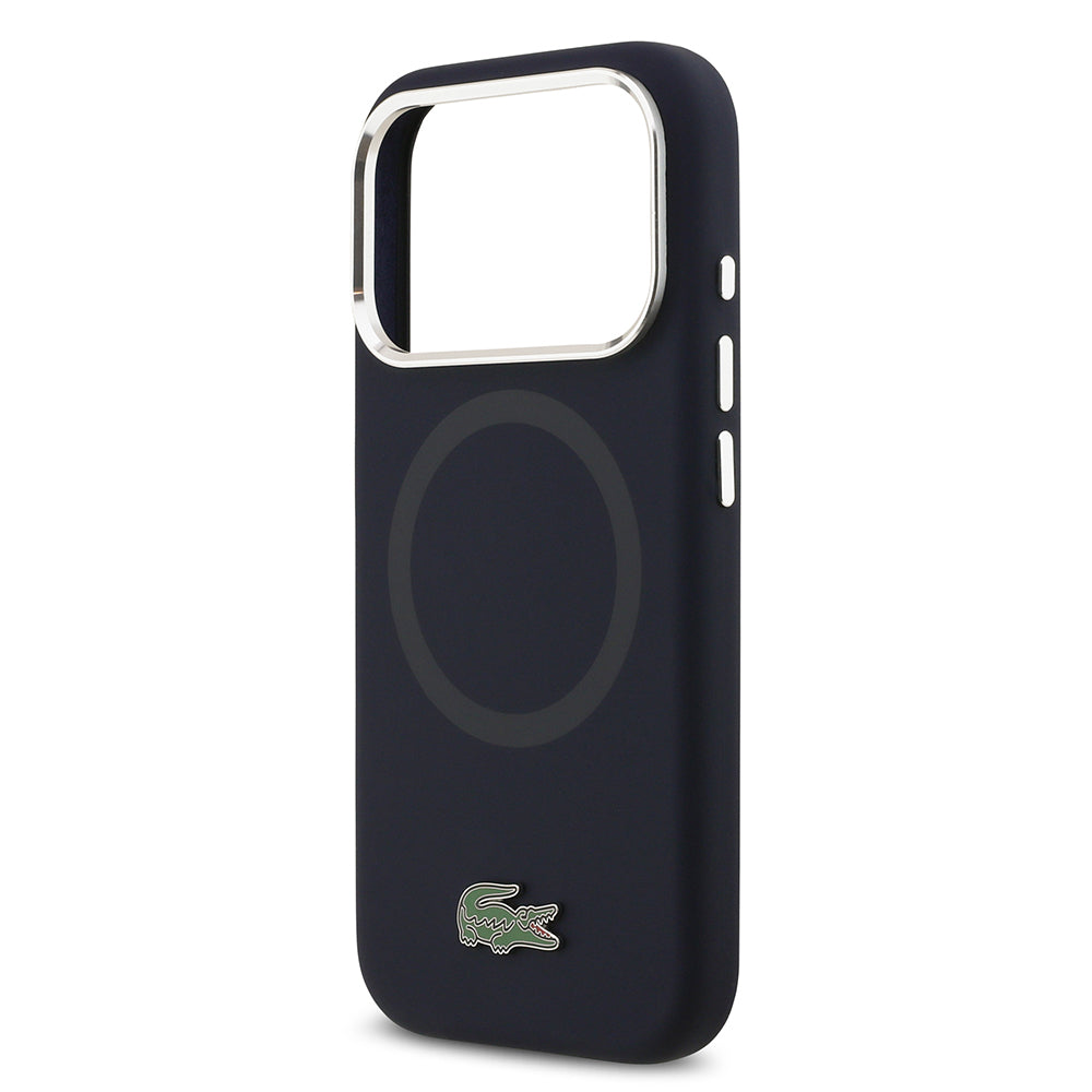 iPhone 17 Pro Kılıf Lacoste Orjinal Lisanslı M-safe Şarj Özellikli İkonik Logolu Metal Kamera Çerçeveli Silikon Kapak