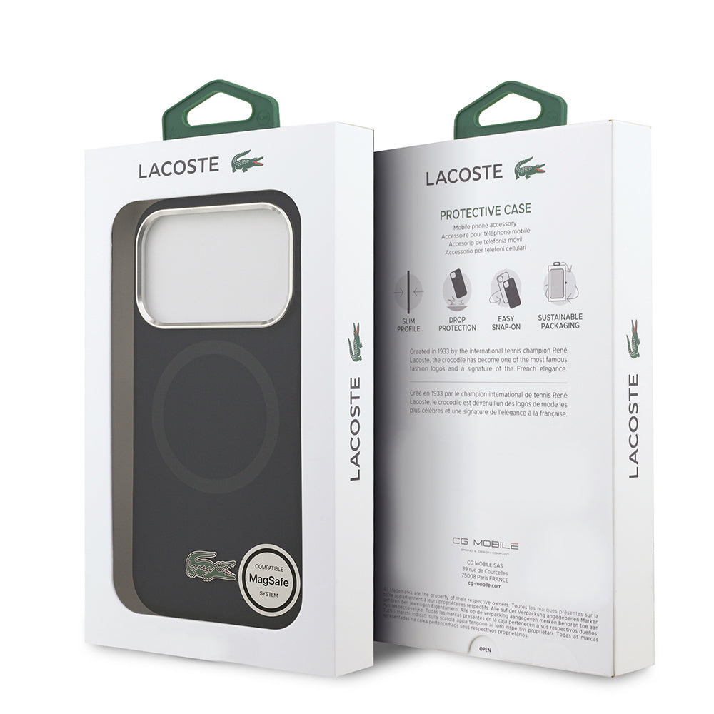 iPhone 17 Pro Kılıf Lacoste Orjinal Lisanslı M-safe Şarj Özellikli İkonik Logolu Metal Kamera Çerçeveli Silikon Kapak