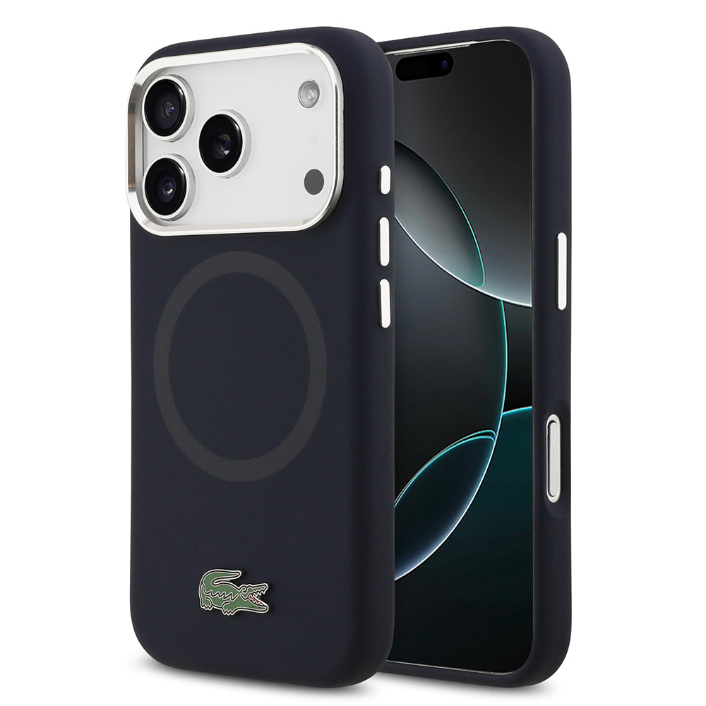 iPhone 17 Pro Kılıf Lacoste Orjinal Lisanslı M-safe Şarj Özellikli İkonik Logolu Metal Kamera Çerçeveli Silikon Kapak
