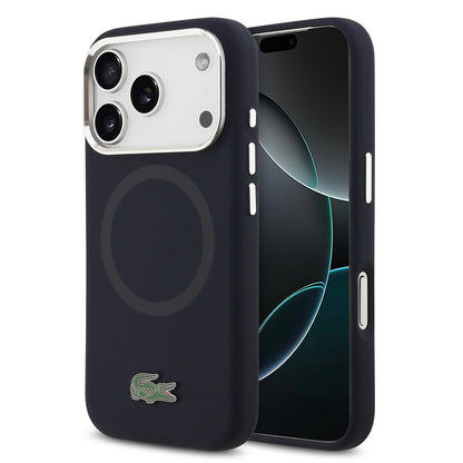 iPhone 17 Pro Kılıf Lacoste Orjinal Lisanslı M-safe Şarj Özellikli İkonik Logolu Metal Kamera Çerçeveli Silikon Kapak
