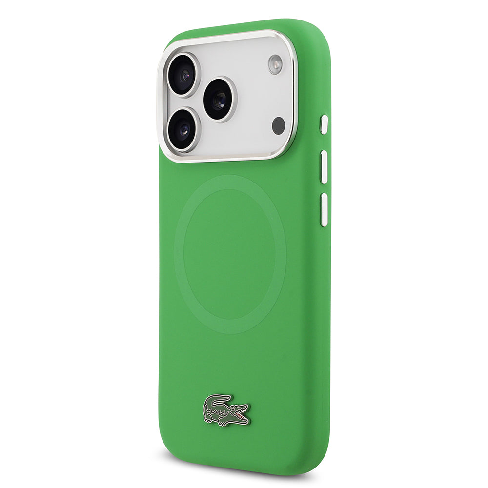 iPhone 17 Pro Kılıf Lacoste Orjinal Lisanslı M-safe Şarj Özellikli İkonik Logolu Metal Kamera Çerçeveli Silikon Kapak