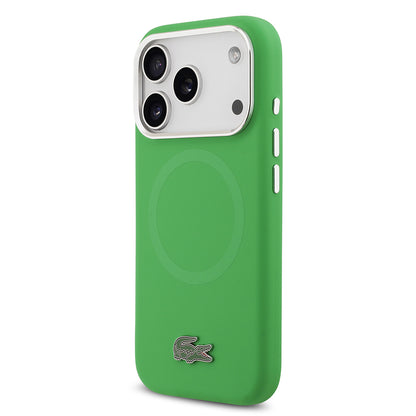 iPhone 17 Pro Kılıf Lacoste Orjinal Lisanslı M-safe Şarj Özellikli İkonik Logolu Metal Kamera Çerçeveli Silikon Kapak