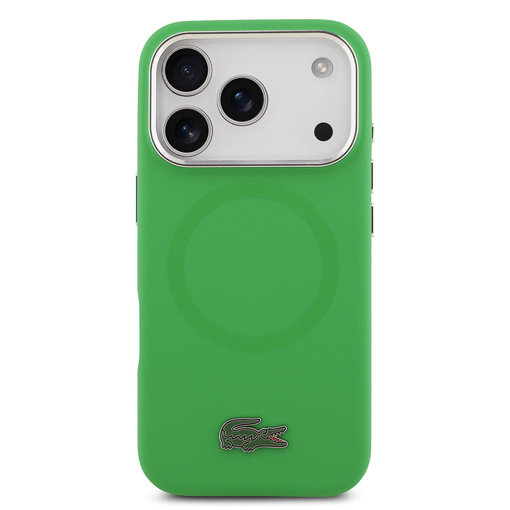 iPhone 17 Pro Kılıf Lacoste Orjinal Lisanslı M-safe Şarj Özellikli İkonik Logolu Metal Kamera Çerçeveli Silikon Kapak