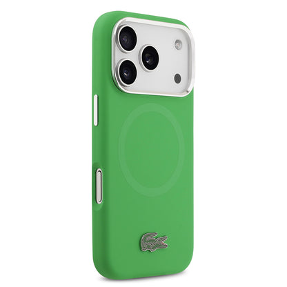 iPhone 17 Pro Kılıf Lacoste Orjinal Lisanslı M-safe Şarj Özellikli İkonik Logolu Metal Kamera Çerçeveli Silikon Kapak