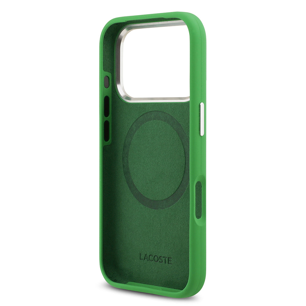 iPhone 17 Pro Kılıf Lacoste Orjinal Lisanslı M-safe Şarj Özellikli İkonik Logolu Metal Kamera Çerçeveli Silikon Kapak