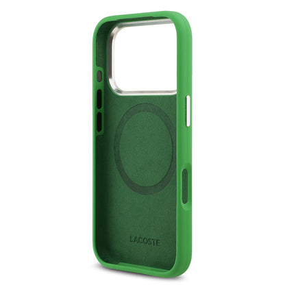 iPhone 17 Pro Kılıf Lacoste Orjinal Lisanslı M-safe Şarj Özellikli İkonik Logolu Metal Kamera Çerçeveli Silikon Kapak