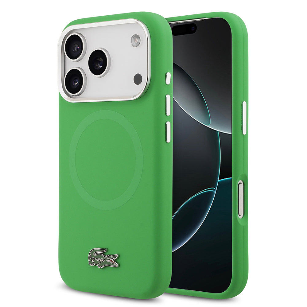 iPhone 17 Pro Kılıf Lacoste Orjinal Lisanslı M-safe Şarj Özellikli İkonik Logolu Metal Kamera Çerçeveli Silikon Kapak